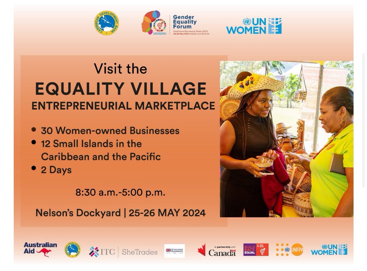 I’m going to get ready to head down to the Gender Equality Forum and I’m excited about the marketplace for women-owned businesses! Women’s economic empowerment is integral to sustainable development. caribbean.unwomen.org/en/gef-equalit… #SIDS4 @unwomencarib