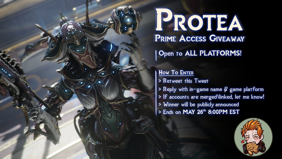 MuraCasardis's tweet image. Protea Prime Access Giveaway ⏳
🔹Provided by Digital Extremes
🔹QTs will NOT be counted!
🔹You do NOT need to be following
🔹IMPORTANT: If your accounts are merged\linked, specify that when you list your platform!

Good luck, Tenno! ⌛️
warframe.com/en/prime-access