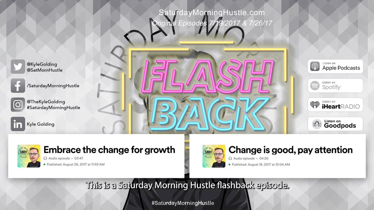 If you don't listen to podcasts but need motivation, business or entrepreneurial advice this morning, watch Change is Good, Pay Attention + Embrace Change For Growth #SaturdayMorningHustle Flashback Episode via @YouTube youtu.be/O92EOGoCSBA