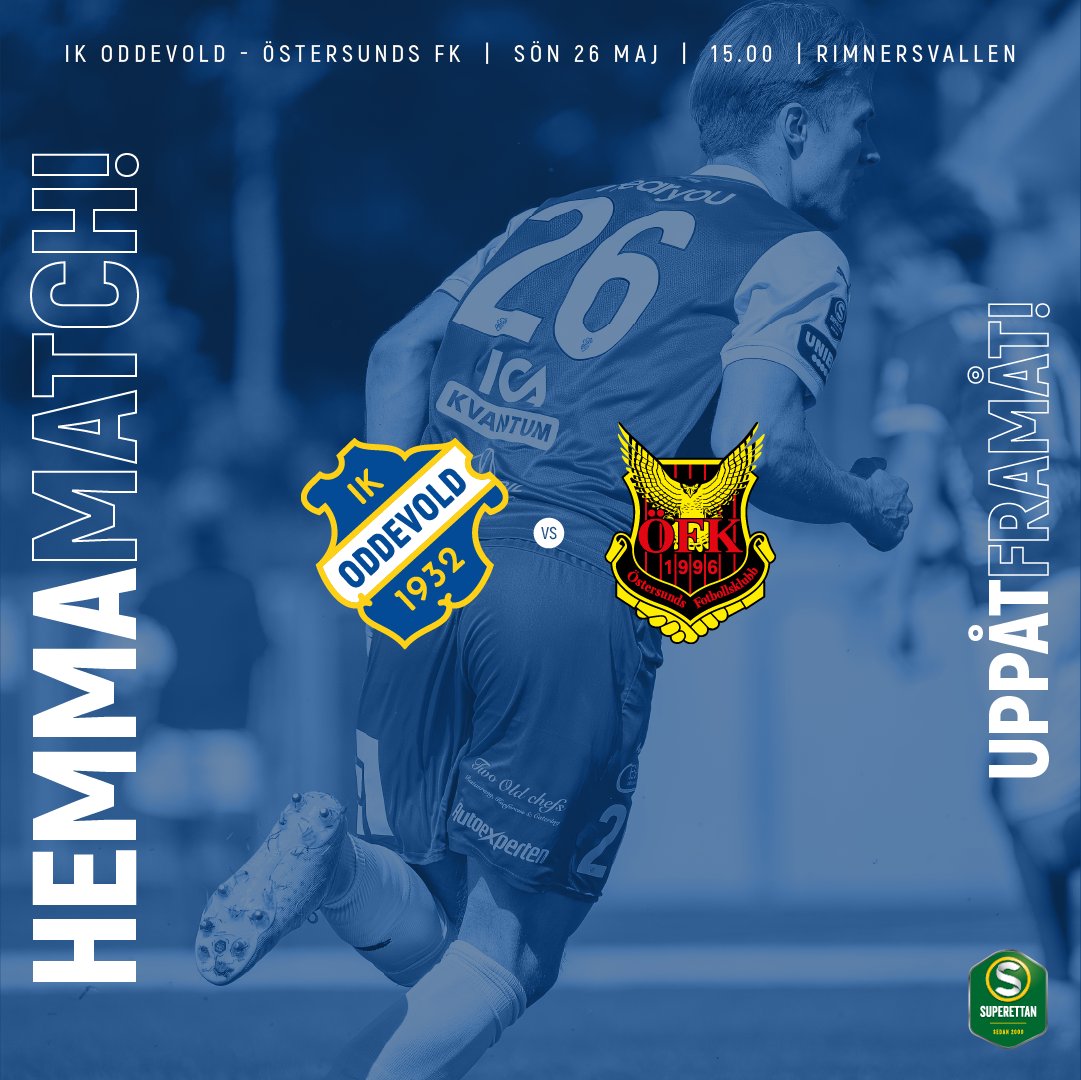 HEMMAMATCH! Imorgon söndag 26 maj tar vi emot Östersunds FK för match i Superettan. Avspark kl 15 på Rimnersvallen och era biljetter köper ni via oddevold.se
Dagens matchvärd är Autoexperten Uddevalla
#uppåtframåt #oddevold #Superettan