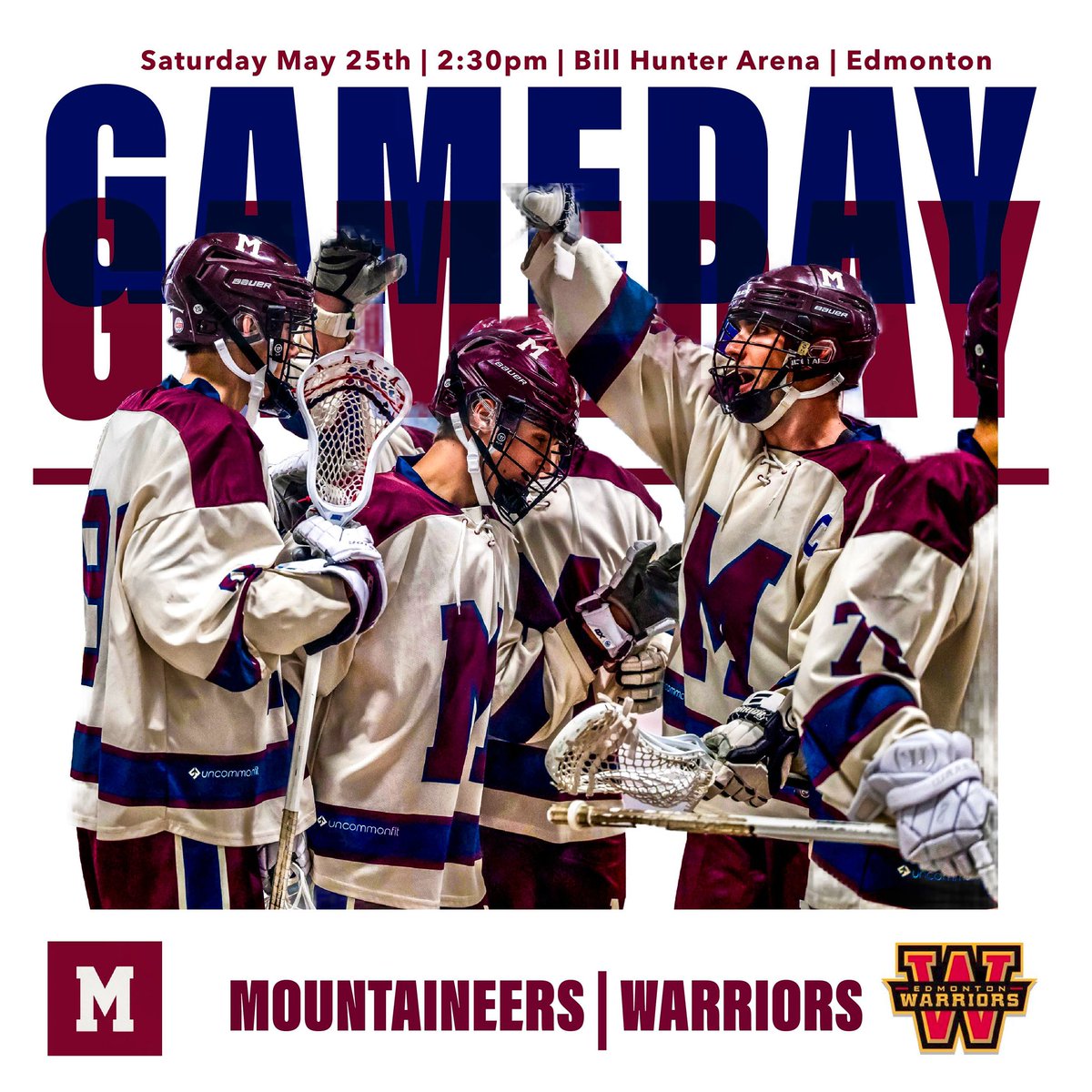 IT’S GAMEDAY!🔥

🆚 Warriors
⏰ 2:30pm
📍Bill Hunter Arena
📺 Livestream: @crowlaxtv 
💻 Live game updates on “X” 
@JrBMountaineers

Game Day Sponsor: On Track Excavating

#Mountaineerslax #RMLL