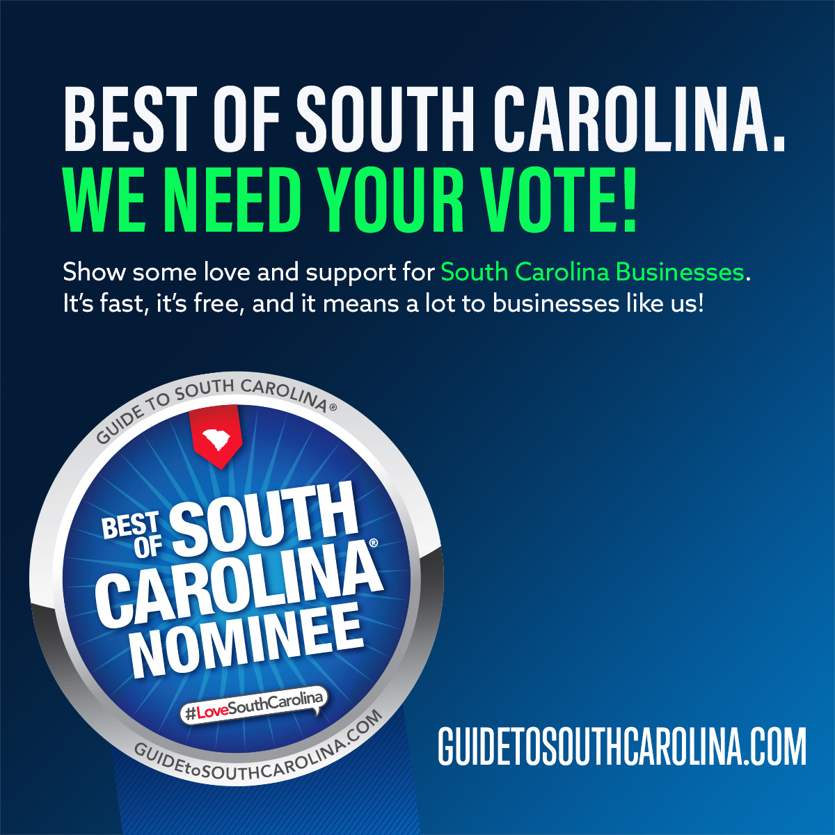 Vote for us in the Digital Marketing Firm category to help us win Best of South Carolina, an annual award that honors the state’s most outstanding businesses and organizations at bit.ly/4bHJcGm #BESTofSC #marketingagency #greenvillesc