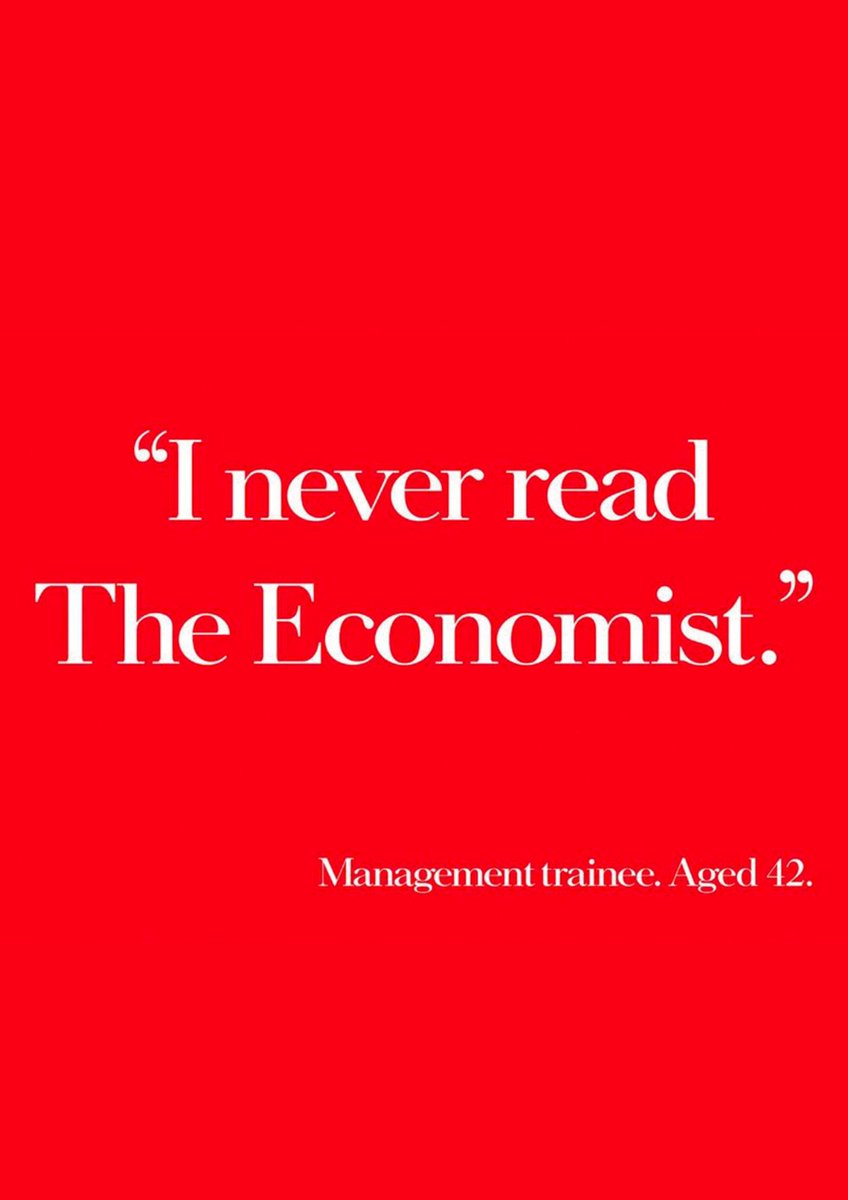 The 10 most creative ads from The Economist I've collected:

1. Management Trainee