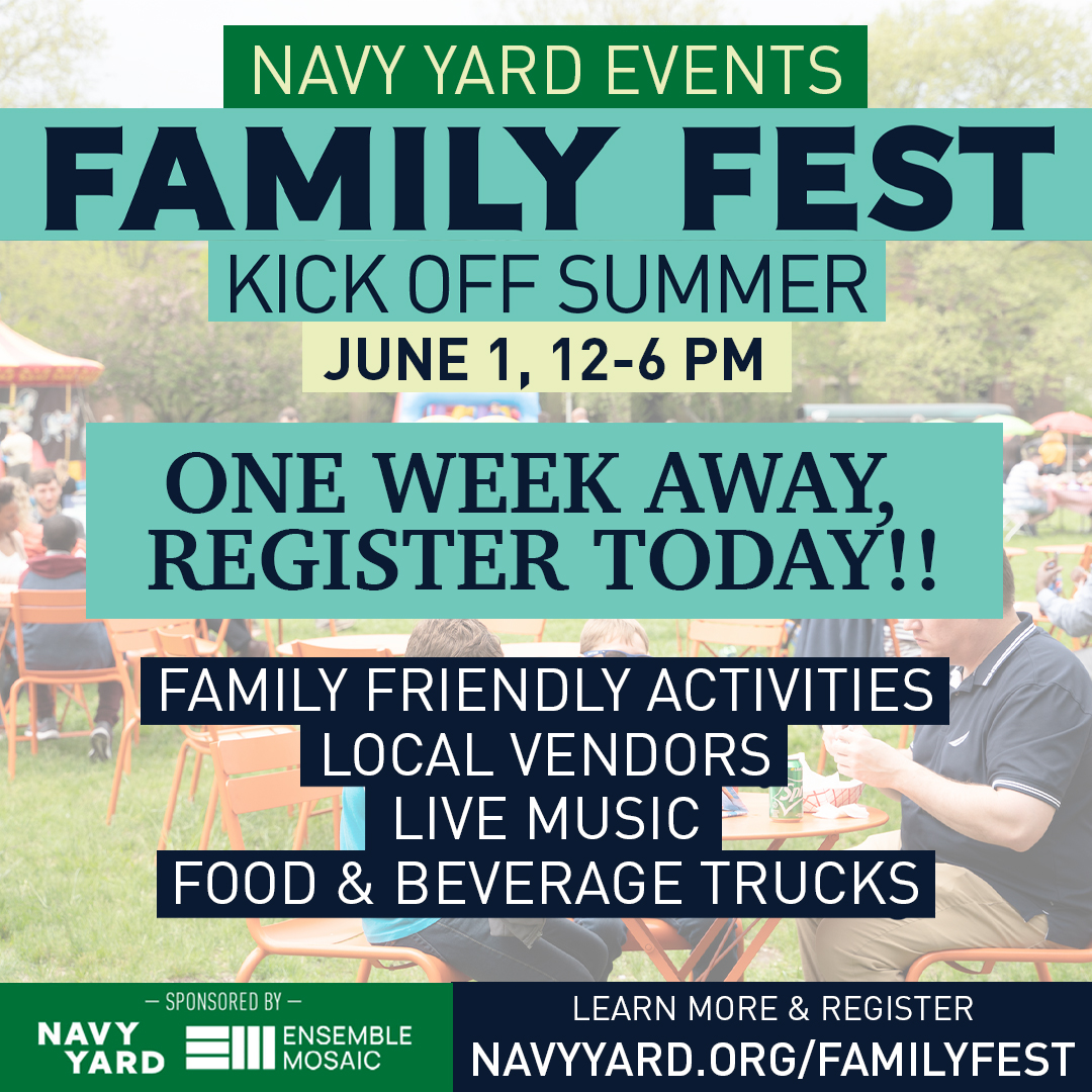 NavyYardPhila's tweet image. If you haven't saved the date or registered, what are you waiting for??!?!?! The Navy Yard Family Fest is only ONE WEEK AWAY!! Start your summer the right way by making your way to the Navy Yard for what is sure to be an amazing day!
navyyard.org/familyfest 
#discovertheyard