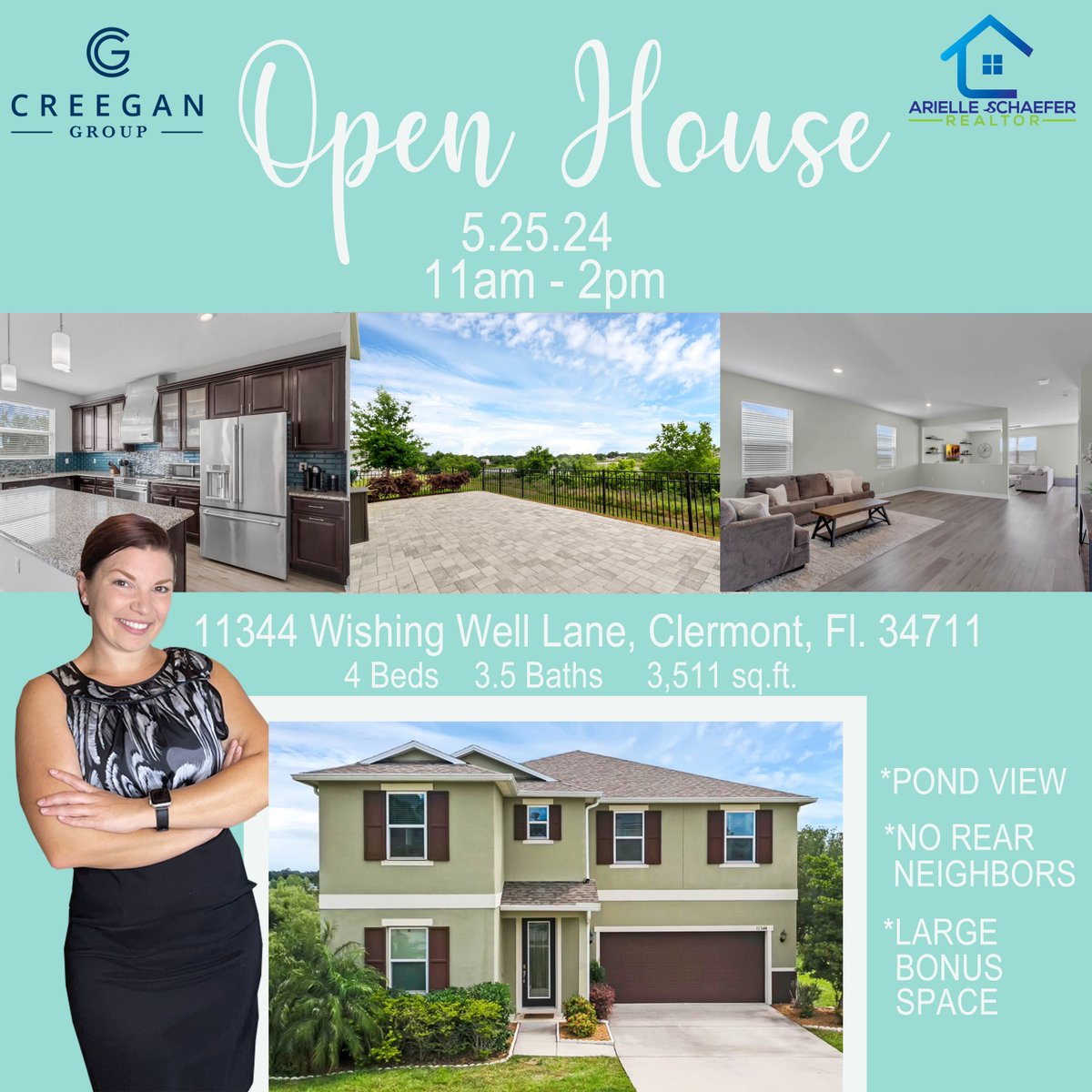 >>>STOP BY TODAY<<< Come stop by today to see this beautiful home with gorgeous pond views, no rear neighbors, a beautiful master suite on the second floor along with a large bonus space upstairs! We hope to see you all there! #Openhouse #Todayonly #Ariellesells