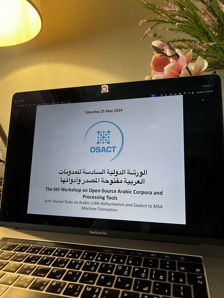 Sharefaah's tweet photo. Delighted to participate today in the @osact_workshop with our paper on (A Novel Approach for Root Selection in Dependency Parsing)
سعيدة بمشاركتي اليوم في الورشة الدولية 6 للمدونات العربية مفتوحة المصدر وأدواتها بورقتنا البحثية.

#LRECCOLING2024
#OSACT2024
#ArabicNLP https://t.co/uMdVOmXEe2