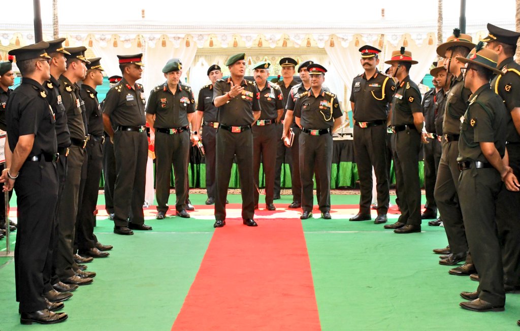 #LtGenDhirajSeth #ArmyCdrSWC conducted Operational Review of #Striking74 #Kota Military Station. Army Commander emphasised on operational aspects related to interoperability, integration & network centricity. He stressed on the need to encourage innovations, develop In House