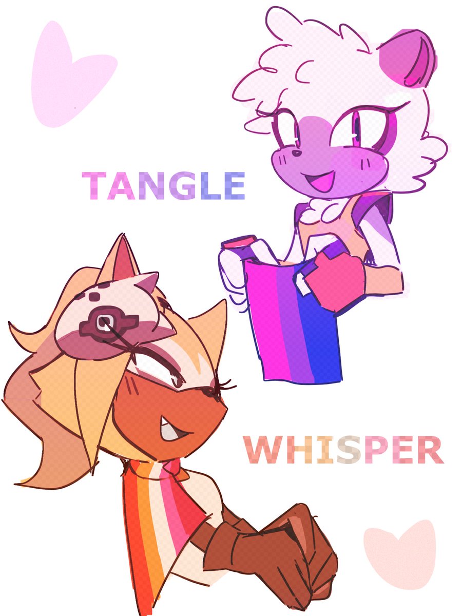 I like to think tangle is bi and whisper is lesbian, the opposite is good too
#whispangle #whisperthewolf #tanglethelemur