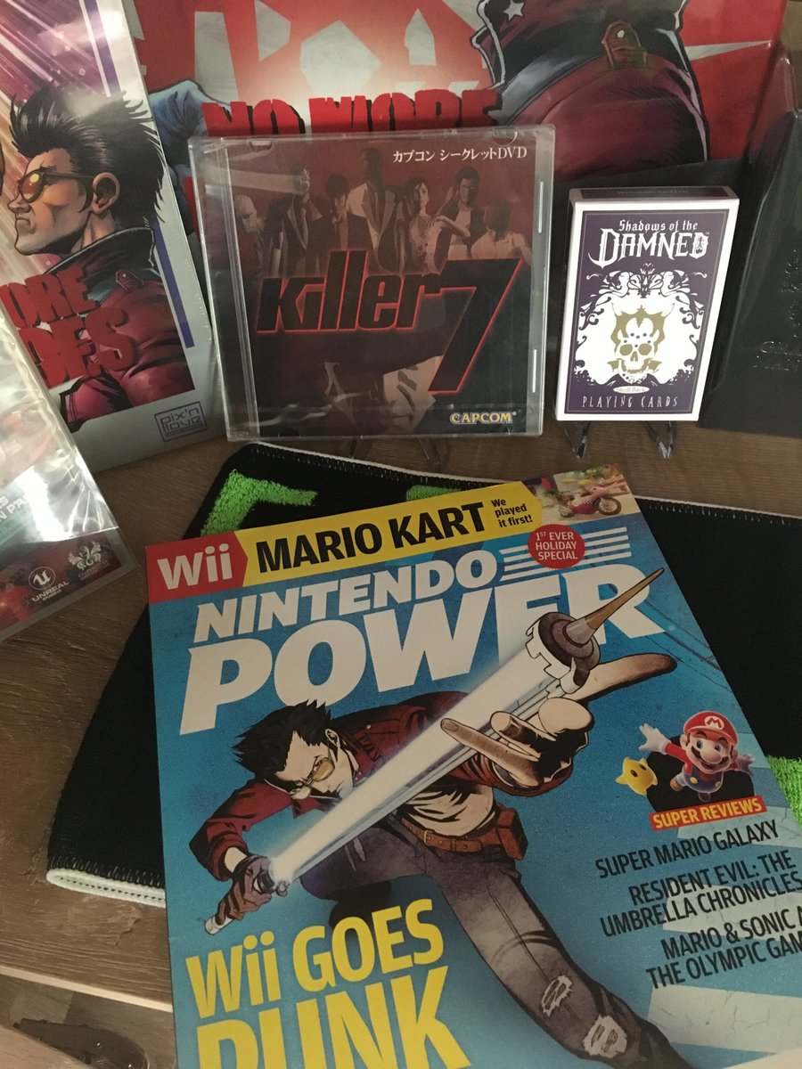 A couple new additions to the Grasshopper shrine! A mint copy of Nintendo Power #223 featuring No More Heroes on the cover, and a sealed Killer 7 secret DVD. #GrasshopperManufacture #Suda51 #Killer7 #Nomoreheroes

<a href="/Grasshopper_EN/">Grasshopper Manufacture</a>
<a href="/Grasshopper_JP/">グラスホッパー・マニファクチュア</a>