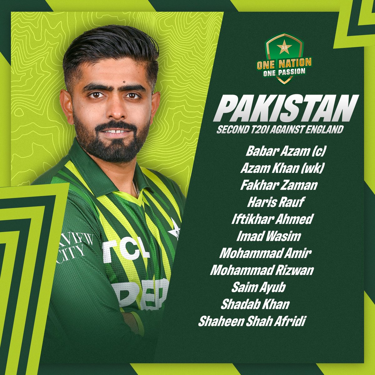 Our team for today's T20I 👇 #ENGvPAK | #BackTheBoysInGreen