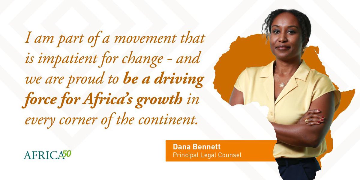 'I am part of a movement that is impatient for change - and we are proud to be a driving force for #Africa’s growth in every corner of the continent', Dana Bennett, Principal Legal Counsel, #Africa50, as we celebrate #AfricaDay2024.