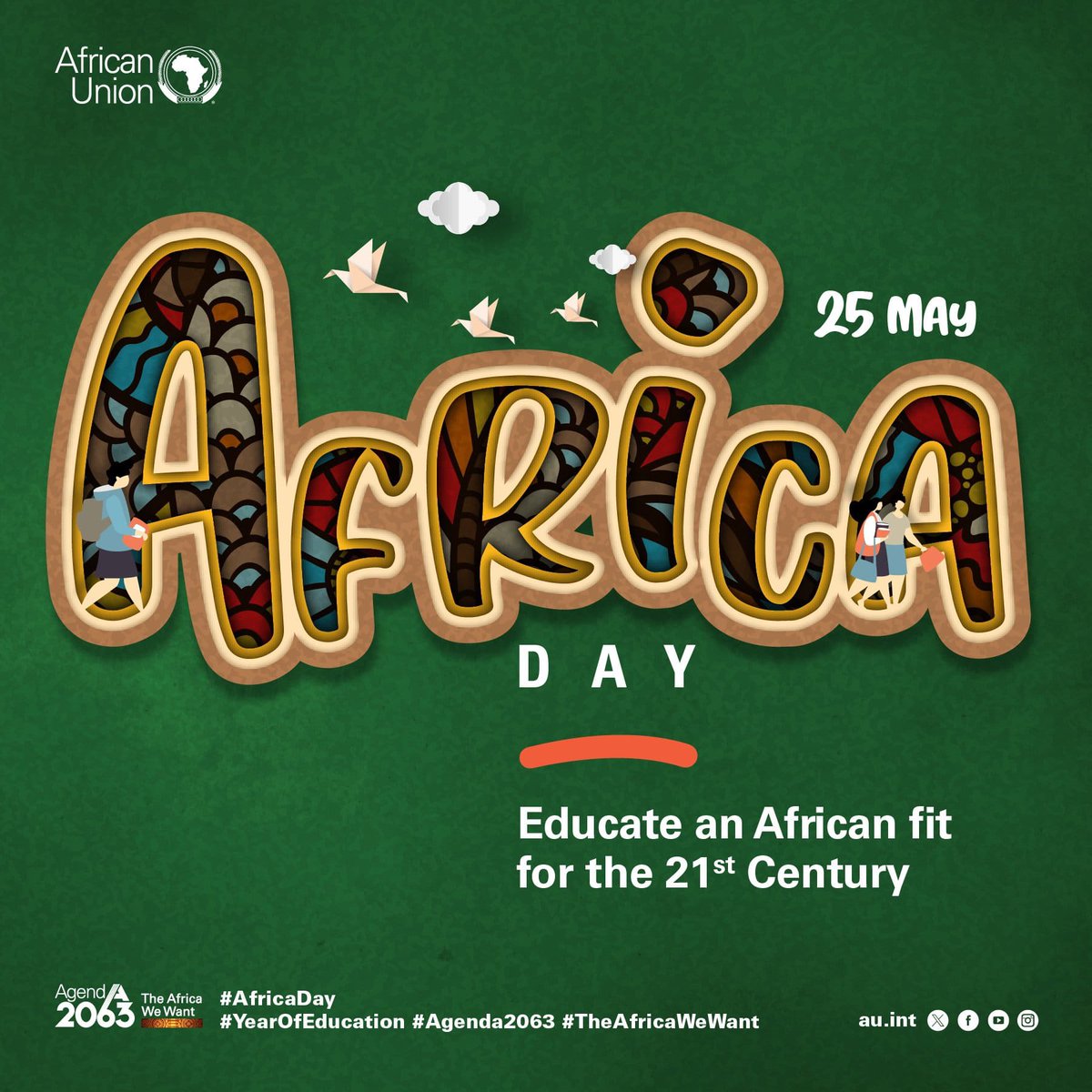 Happy #AfricaDay! Today we're celebrating the power of education in: 📚 shaping our future 🕊️ fostering peace 🛰️ driving development 🏫 leading to unity & prosperity Together for a stronger #Africa! #Education #Prosperity #Resilience #Agenda2063 #SDGs #TheAfricaWeWant