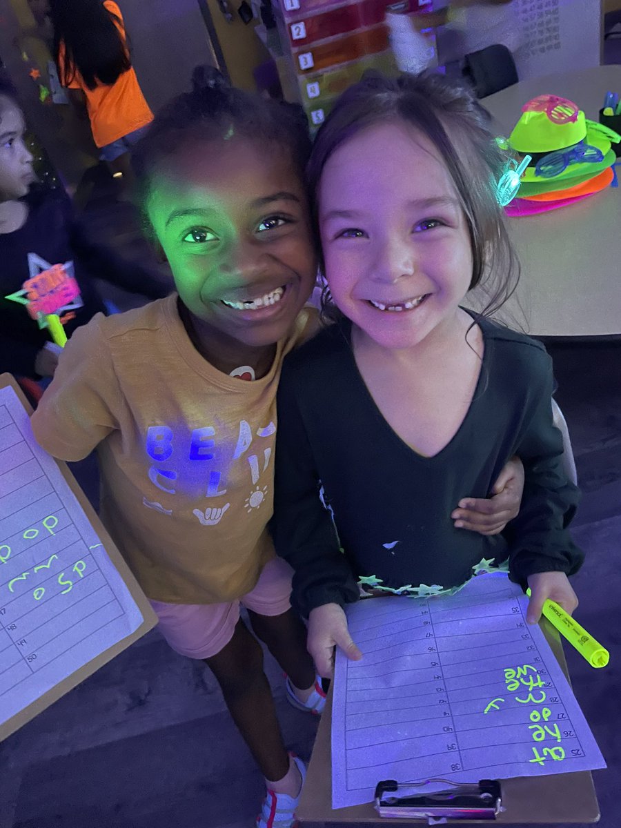 My Kinder Grizzlies had so much fun glowing in the dark as they reviewed math problems and went around the room writing sight words they’ve learned this year! I love making learning fun! These kids deserve it! <a href="/HumbleISD_GE/">Groves Elementary</a> <a href="/MrsRFiore/">Rebecca</a> <a href="/MrsHudson_GE/">Mrs. Hudson</a> <a href="/HumbleElemMath/">Humble ISD Elementary Math</a>