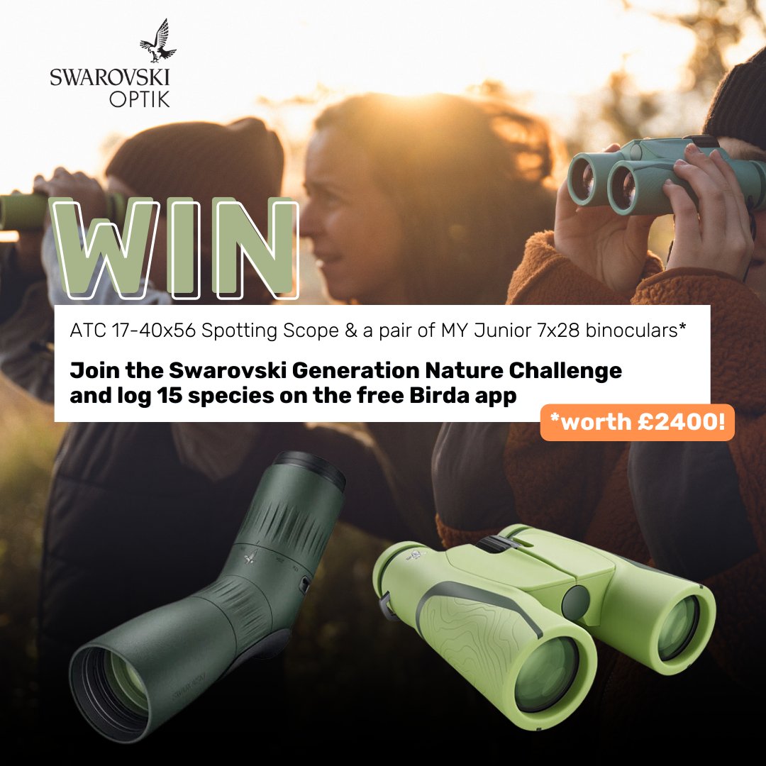 Are you ready for your next challenge? The Swarovski Optik Generation Nature Challenge begins today on Birda! Log 15 species before 25th June to be in for a chance to win some fantastic prizes, worth £2,400! #challenge #birda #swarovski #birding #binoculars