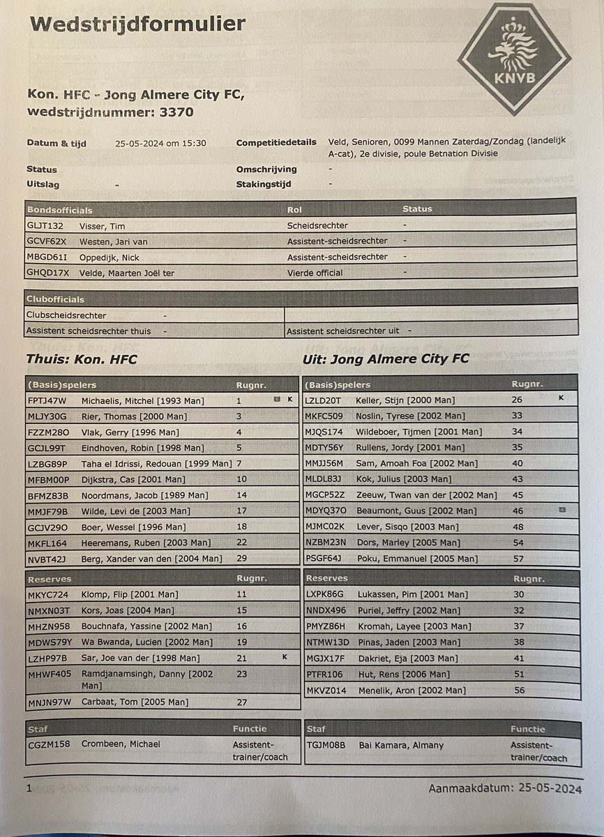 KoninklijkeHFC's tweet photo. ⚪️🔵 Na alle perikelen rondom wel of niet op het hoofdveld hierbij dan de opstellingen van beide elftallen ⬇️

#hfcjal https://t.co/9fxVqY2q2T