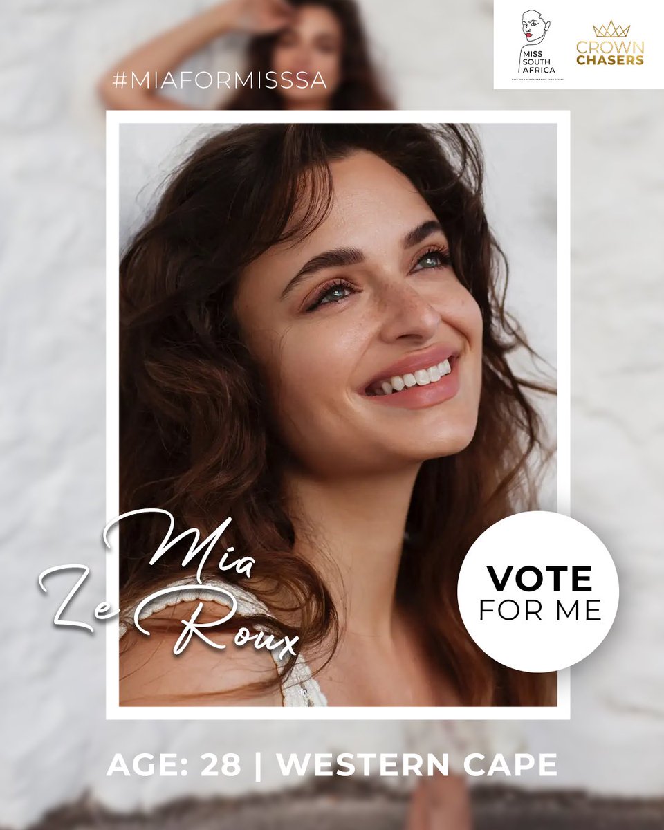 I am part of the Top 30 for Miss SA 2024! 😭❤️
Voting close 6pm on 29 May and you can vote for me via the Miss SA App or misssa.co.za

#MissSA2024 #FaceYourPower #EmbraceYourFuture #CrownChasers 
<a href="/official_misssa/">Miss South Africa</a> <a href="/Crown_chasers/">Official Crown Chasers👑</a> #MiaForMissSA