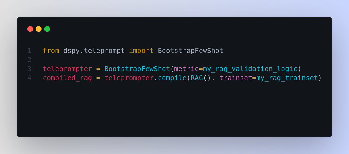 DSPy Is All You Need ✨

Programming over prompting philosophy of DSPy ✨

Within minutes of compiling, a few lines of DSPy code allow GPT-3.5 and llama2-13b-chat to self-bootstrap pipelines that outperform standard few-shot prompting (generally by over 25% and 65%, respectively)