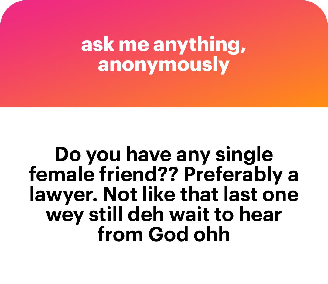 😂 my friend oooo sorry about the last. Truthfully my lawyer babes are taken, even though they’re single. How about you try a nurse/doctor/pharmacist/accountant? Just make a change, who knows😂😭😭😭
