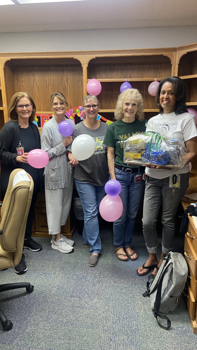 Happy early birthday to me! Last birthday picture in this office before it’s demolished ! 🎂 🎂 
Thanks to the best office staff! ❤️
⁦<a href="/VRE_STARS/">Valley Ranch Elementary Coppell ISD</a>⁩ ⁦@coppellisd⁩ ⁦<a href="/vrepto/">VRE PTO</a>⁩ #5/31