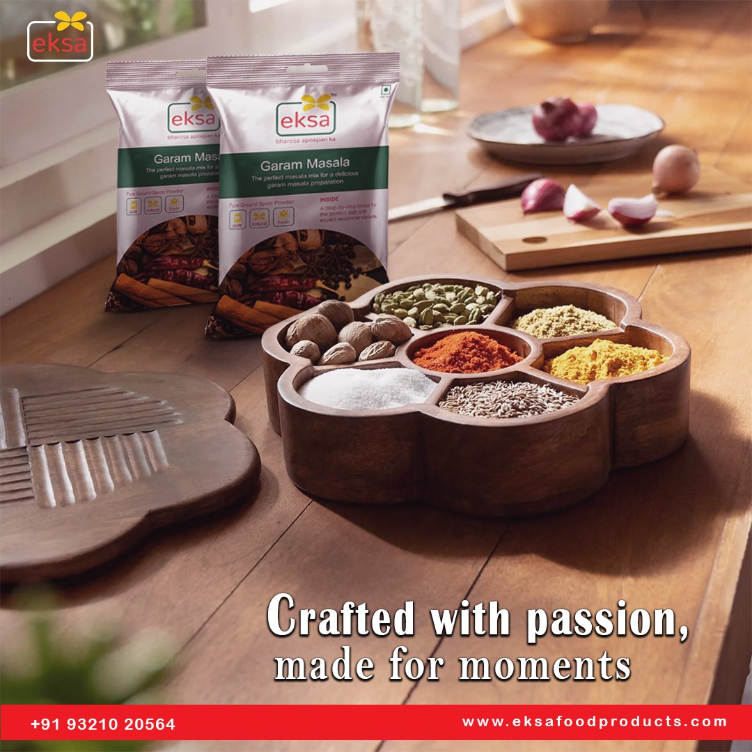 From the fiery warmth of chili powder to the soothing aroma of cinnamon, every spice in EKSA is crafted with passion and made for moments.

#eksa #eksafoodproducts #eksamasala #bharosaapnepanka #spices #masala #spice #food #foodie #foodlover #deliciousfood #deliciouseats