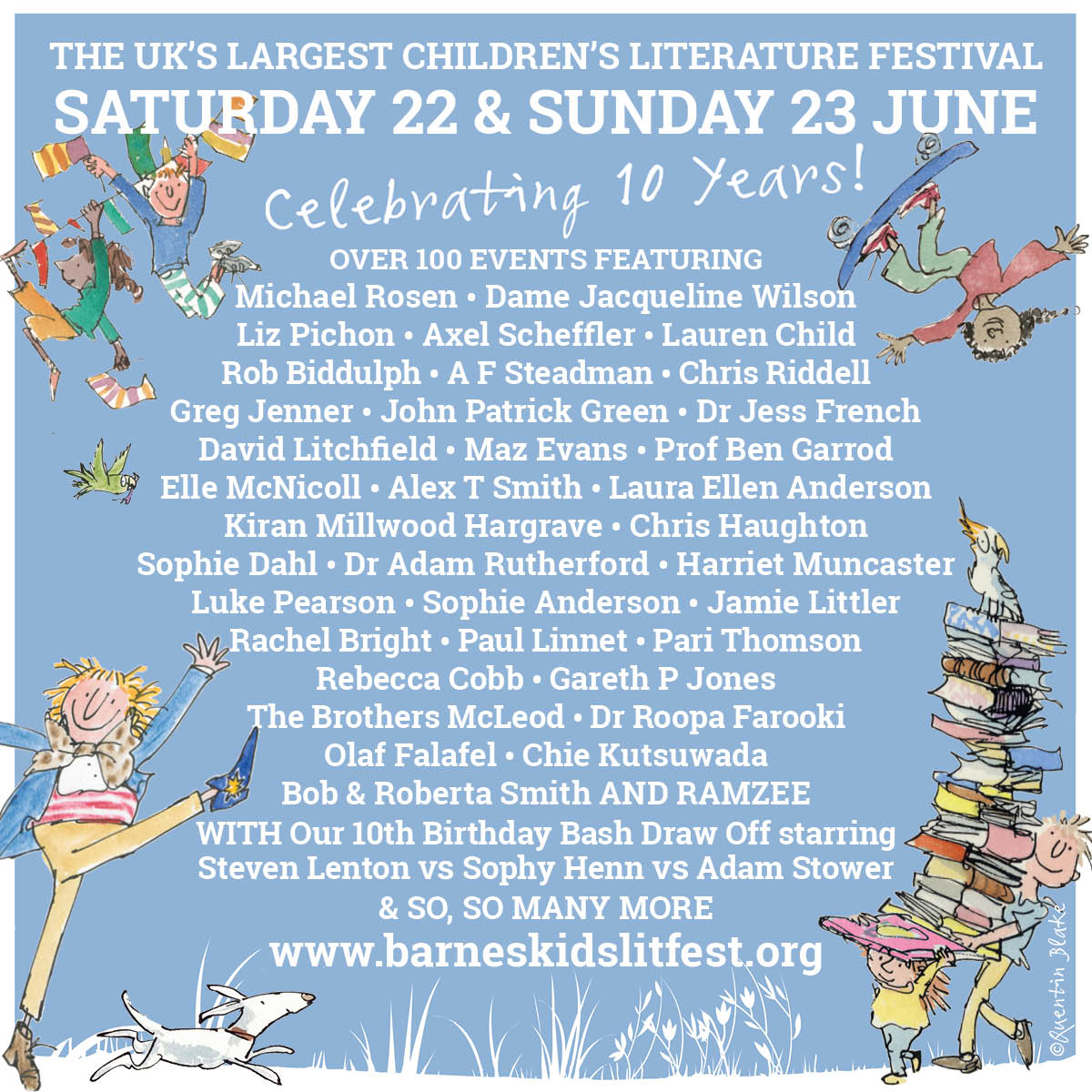 📅FOUR WEEKENDS TO GO...

It's just four more weeks until the UK's biggest kids' books festival so if you haven't bought your tickets yet then you need to know two things:
1. You can check out our galactic 10th birthday party programme here barneskidslitfest.org/whats-on/ 
2. HURRY!