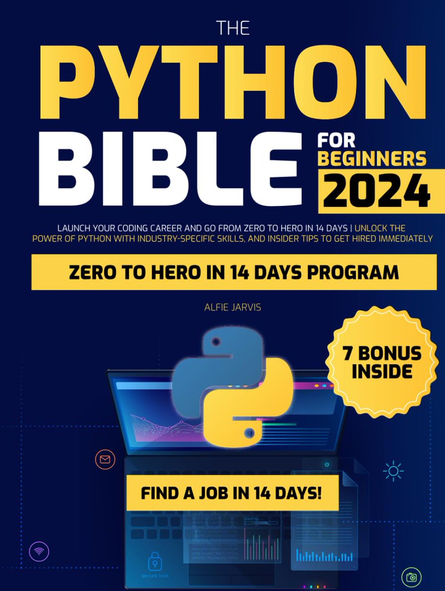 PythonDvz's tweet photo. The  Python Bible for Beginners: Launch Your Coding Career and go from Zero  to Hero in 14 Days | Unlock the Power of Python with Industry-Specific  Skills, and Insider Tips to Get Hired Immediately https://t.co/uzZc8THuF3

#python #programming #developer #programmer #coding https://t.co/lSkqRYeh13