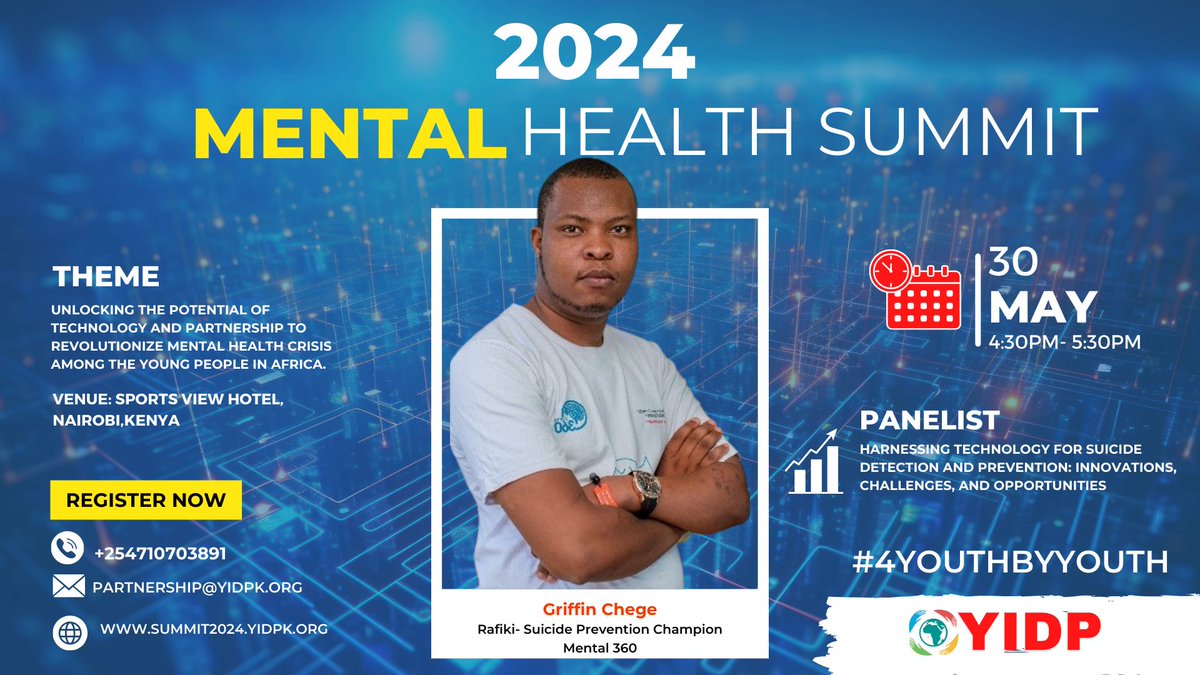 We are honored to introduce Griffin Chege, a suicide prevention champion from Mental 360, who will share his invaluable insights and experiences in combating this crisis. 

#yidpmentalhealth#4YouthByYouth#mentalhealthawareness#BeKindToYourMind
