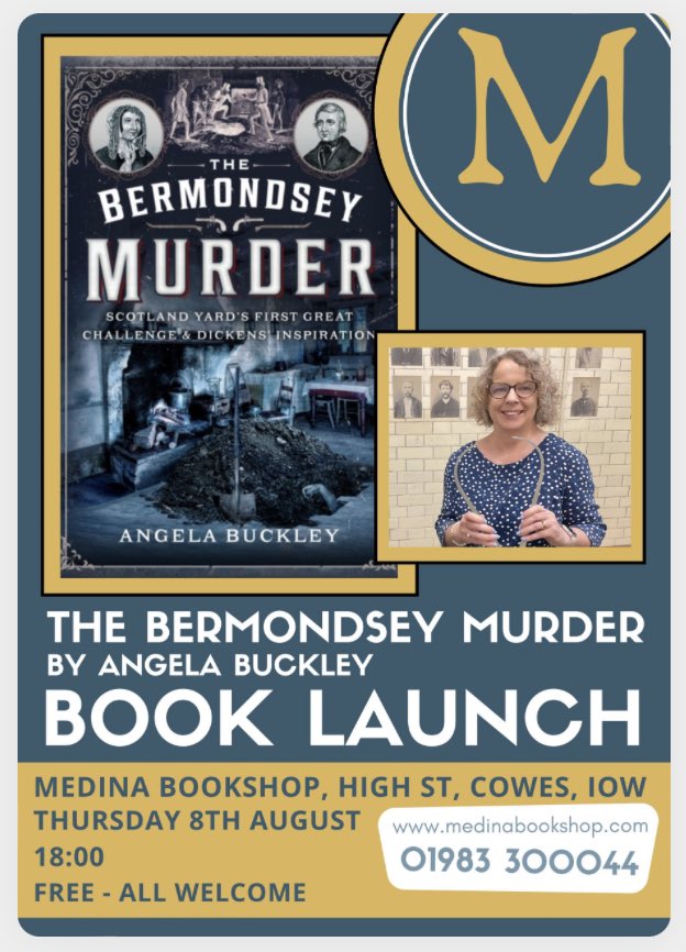 We are very fortunate to have a fabulous indie bookshop here in Cowes, and I’m delighted that Medina Bookshop are hosting a local launch for my new book, The Bermondsey Murder, on 8 August at 6pm. Do join us for a celebration with wine – all welcome! 📚🍷 medinabookshop.com/event/book-lau…