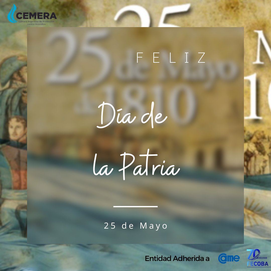 Hoy, 25 de mayo, se conmemora una efeméride importante: en 1810, la Primera Junta de Gobierno significó el inicio del proceso de surgimiento del Estado nacional
.
.
.
#VivaLaPatria

<a href="/redcame/">CAME</a> 
<a href="/FECOBAORG/">FECOBA</a>