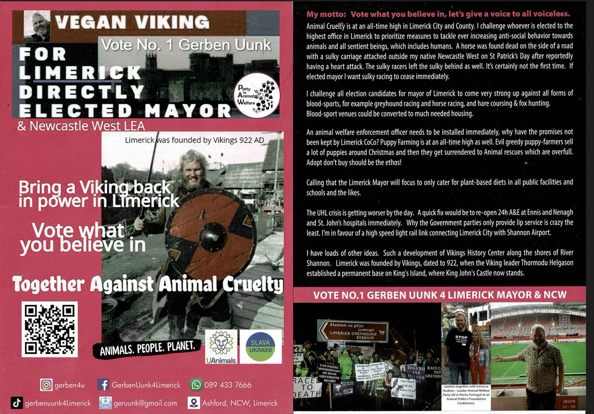 gerbenuunk's tweet photo. My new #electionflyer in A5 format, Printed yesterday #locally #supportlocal . Many thanks to Fitzsimons Printers, Shanagolden, Co. #Limerick .   #le2404  #le24  #localelection2024 #LimerickMayor #GerbenUunk4Mayor #Viking4MayorLK  🐾@electionlit @banbloodsports @SPINSouthWest https://t.co/qowUgAhaTQ