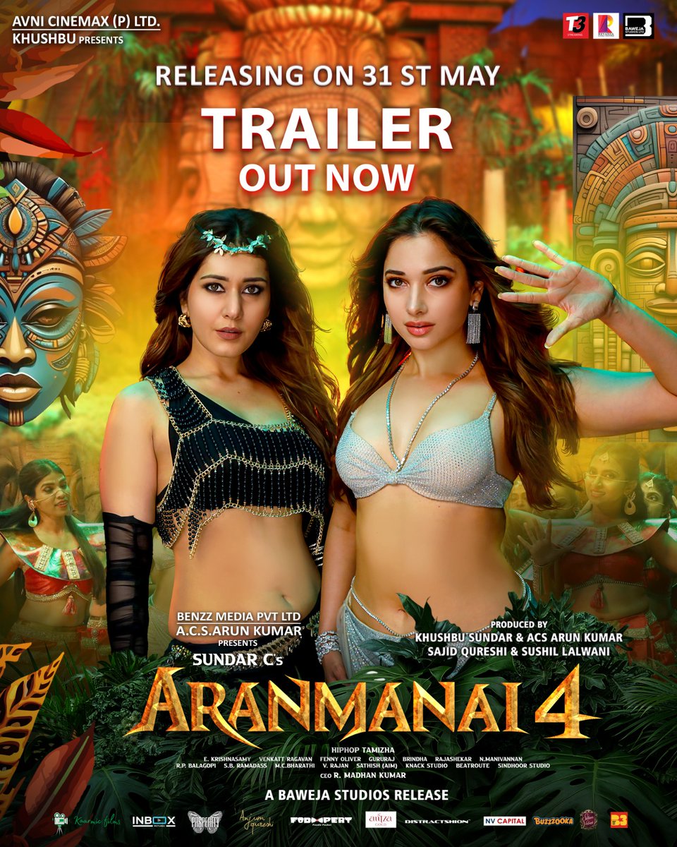 Brace yourself for a thrilling ride from the Blockbuster Franchise, starring @tamannaahspeaks, #RaashiiKhanna & #SundarC. #Aranmanai4 Hindi Trailer Out Now on #RelianceEntertainmentYoutubeChannel. Watch Now: bit.ly/Aranmanai4-Hin… A Film by #SundarC A @hiphoptamizha Musical