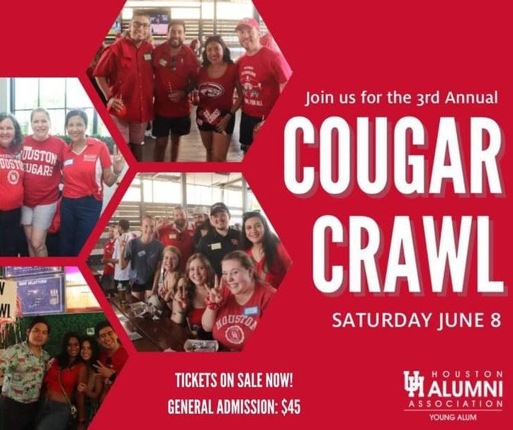 runningconchris's tweet photo. We got the 3rd Annual Cougar Crawl coming up, and boy is it going to be a good one! 

3 drinks, food, tshirts and more. This is one UH Young Alumni event you won't wanna miss. Get your tickets now to make sure you have a spot before we run out!

https://t.co/HMoEAQCiTl https://t.co/V8szWVbxOp