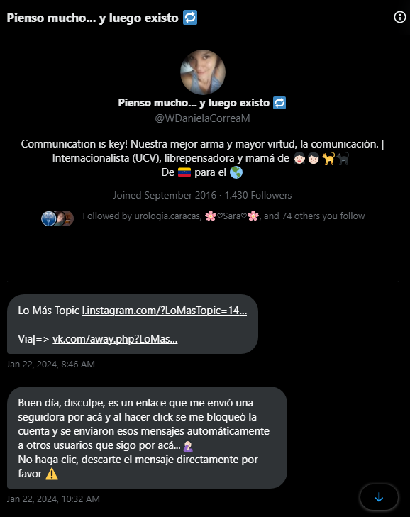 LoMasTopic's tweet photo. Cuidado con estos enlaces que pueden llegar a enviar cuentas grandes de Twitter o X.

Si usas los servicios de estos enlaces vas a tener tu cuenta bloqueada y además le reenviarán la misma trampa a tus seguidores.

Evita que otros caigan 

#Denuncia #estafadores #twitterhack https://t.co/pyDwKenqZu