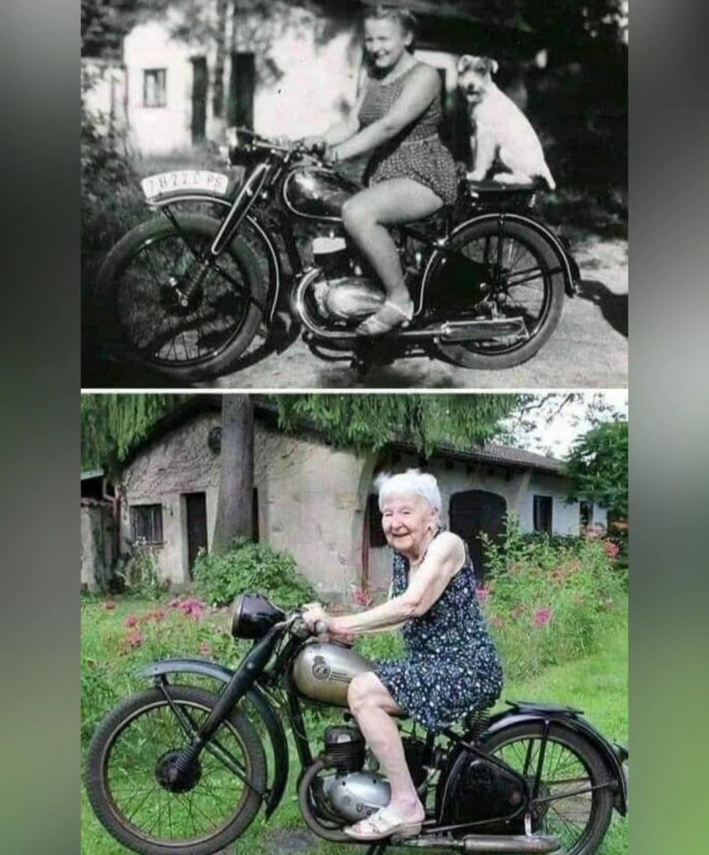 Misma protagonista, misma casa y misma motocicleta, pero 71 años después, y sin Firulais. 🐶🥲