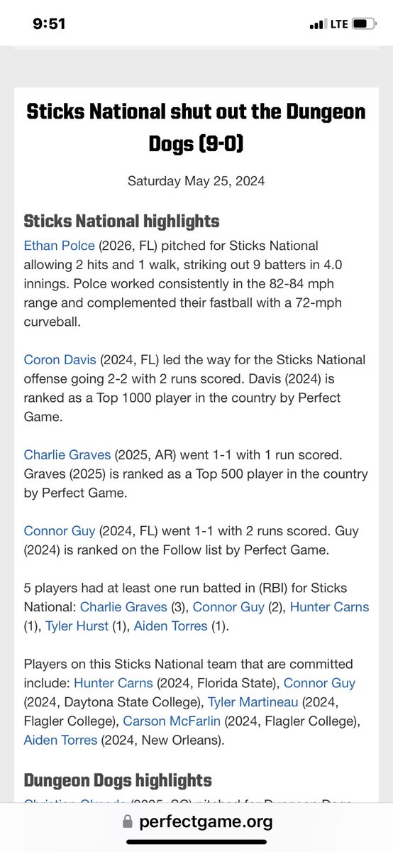<a href="/ethanpolce_/">Ethan Polce</a> with a gem <a href="/connorguy25/">Connor Guy</a> big double <a href="/dacharliegraves/">Charlie Graves</a> multiple rbis <a href="/ron13davis/">Coron “Ron” Davis</a> multiple hits <a href="/AR_Sticks/">Sticks Baseball</a> national 1-0