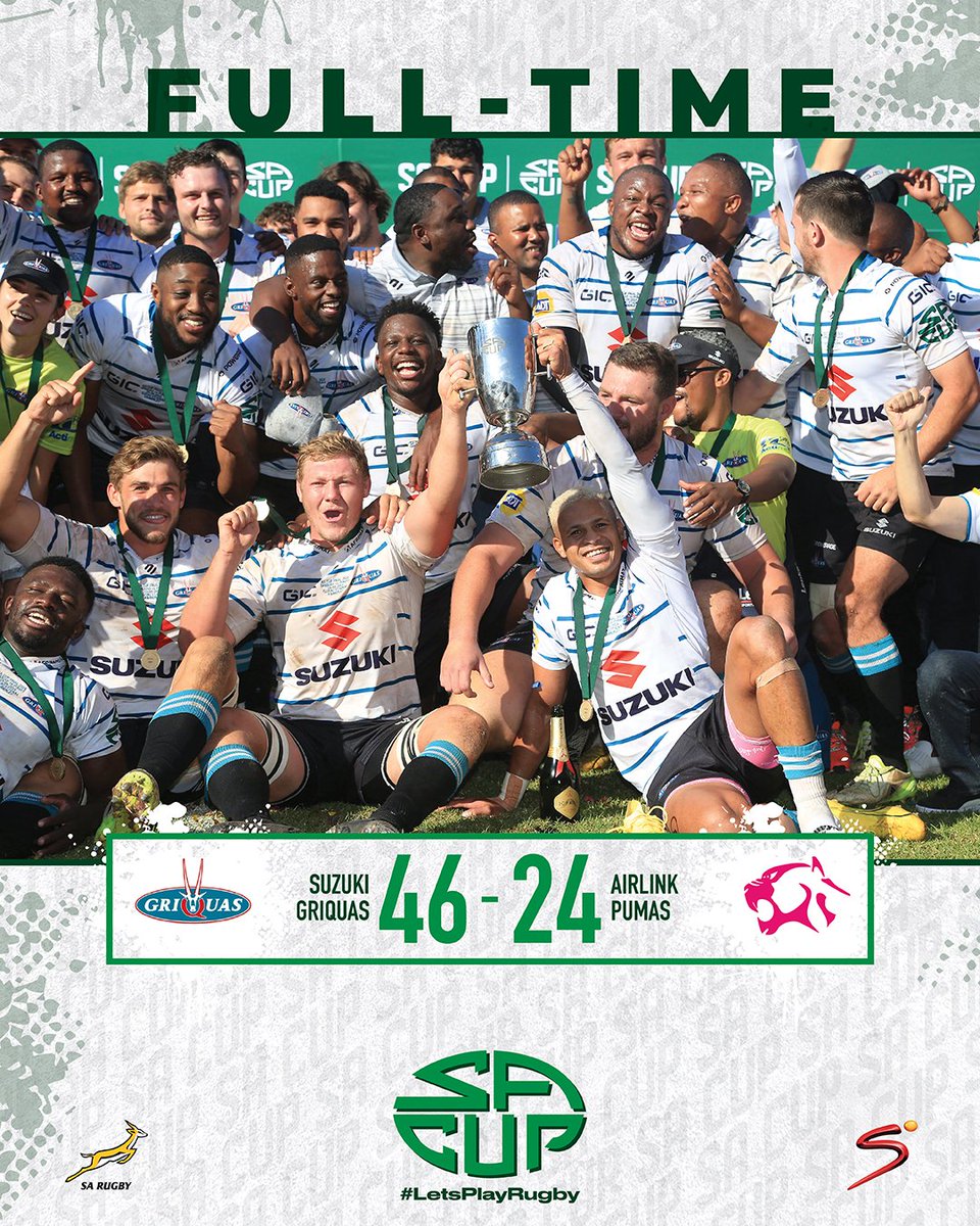 A perfect ending to a perfect campaign for @GriquasRugby in the #SACup - more here: tinyurl.com/5976tmxe 🏆 #LetsPlayRugby