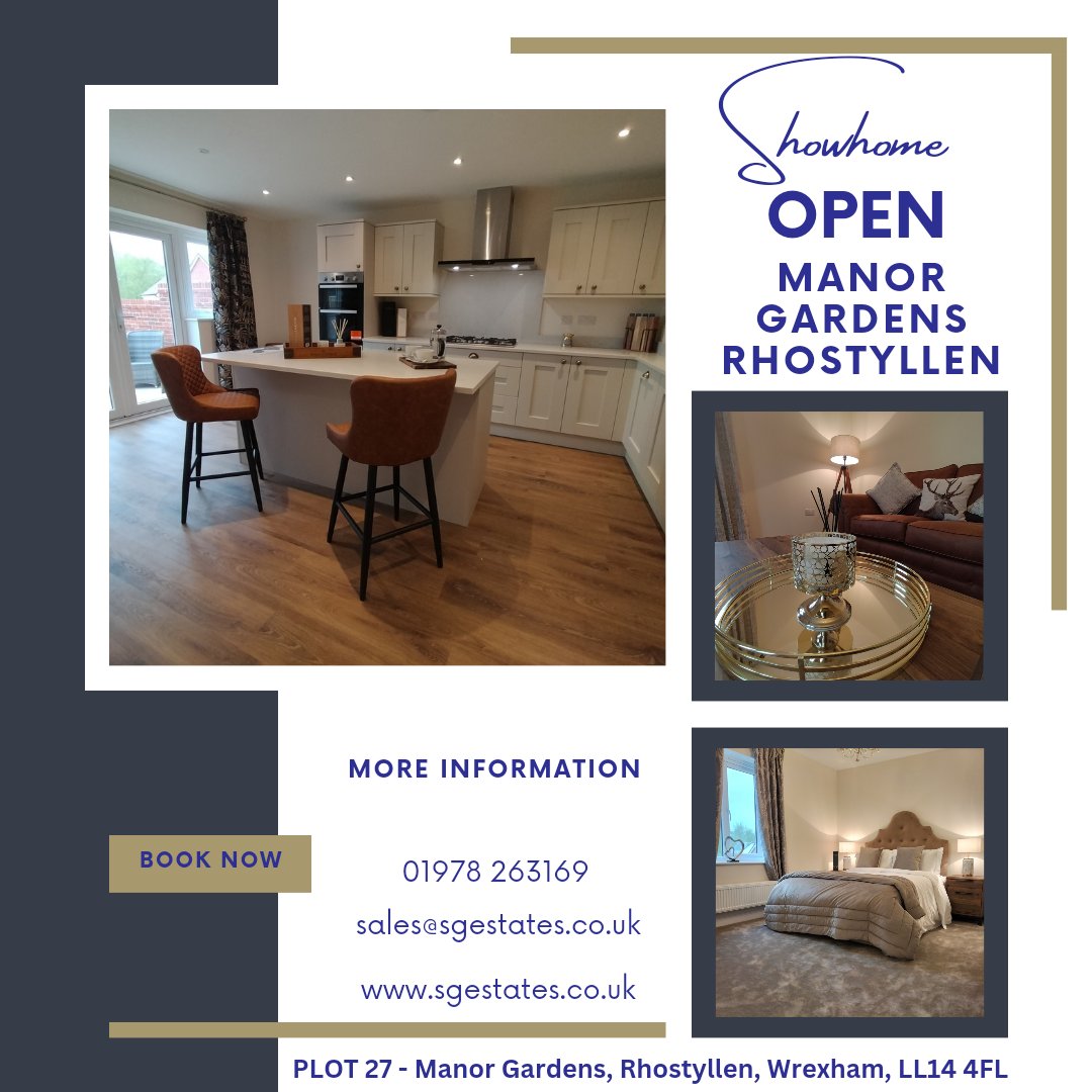 SGEstatesUK's tweet photo. SHOW HOME 🏡 OPEN ALL WEEK!
MANOR GARDENS, RHOSTYLLEN, WREXHAM
Call in and discover the quality of an
SG Estates home.🏡
☎️01978 263169
📧sales@sgestates.co.uk
#showhouse
#qualityinteriors #qualityhomes #newhomegoals #homesweethome #houshunting #developer #awardwinninghomes https://t.co/D91CbU52Lp