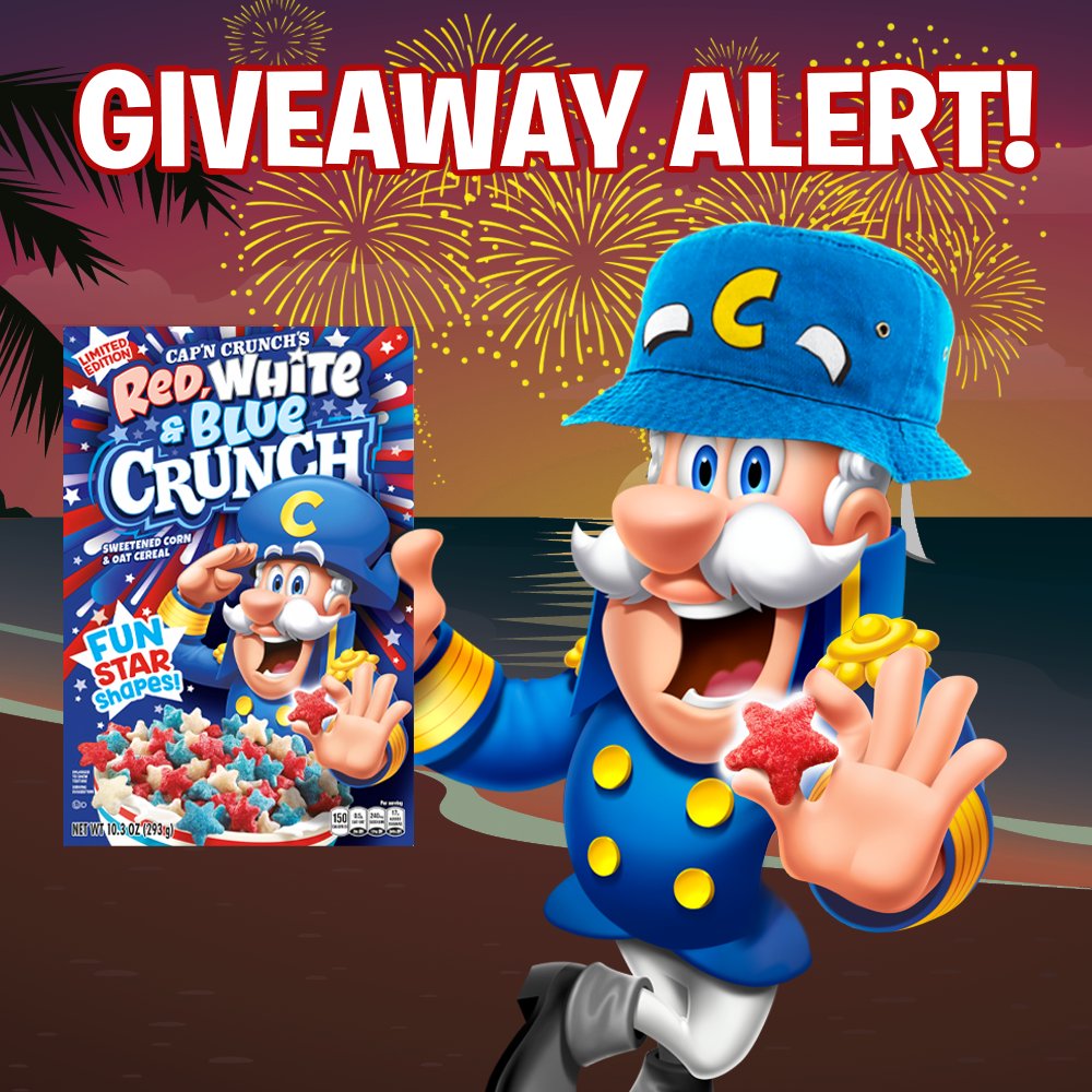 Red, white, and blue. Bucket hat for you. 😎 To enter for a chance to win a Cap’n Crunch Bucket hat and a box of Red, White, and Blue Crunch, just drop a comment below and use the hashtag #RWBlueCrunchSweepstakes.
