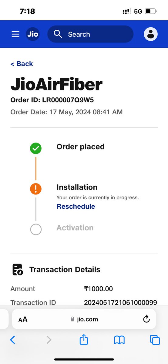 lalit5570's tweet photo. Hi, booked jioairfiber 17th May , still waiting for installation, no one from jio bothered to update about delay installation, and there is no option to talk to customer care representative on tollfree no. @JioCare @reliancejio @Akash_Ambani https://t.co/1gALNJIZej