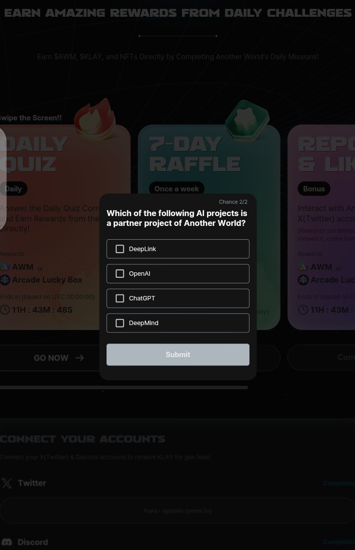 LudNoni's tweet photo. 💳💳 Todays answer for #Anotherworlddgm
Which of the following AI projects is a partner project of Another World?
Answer: DeepLink
Support me by👇🏻👇🏻
📌Following with notification
📌Retweet (To keep doing this)
#NFT #CommunityEarn #NFTcommunity #AnotherWorld #Metaverse #KEI https://t.co/wQVBbOFPgs