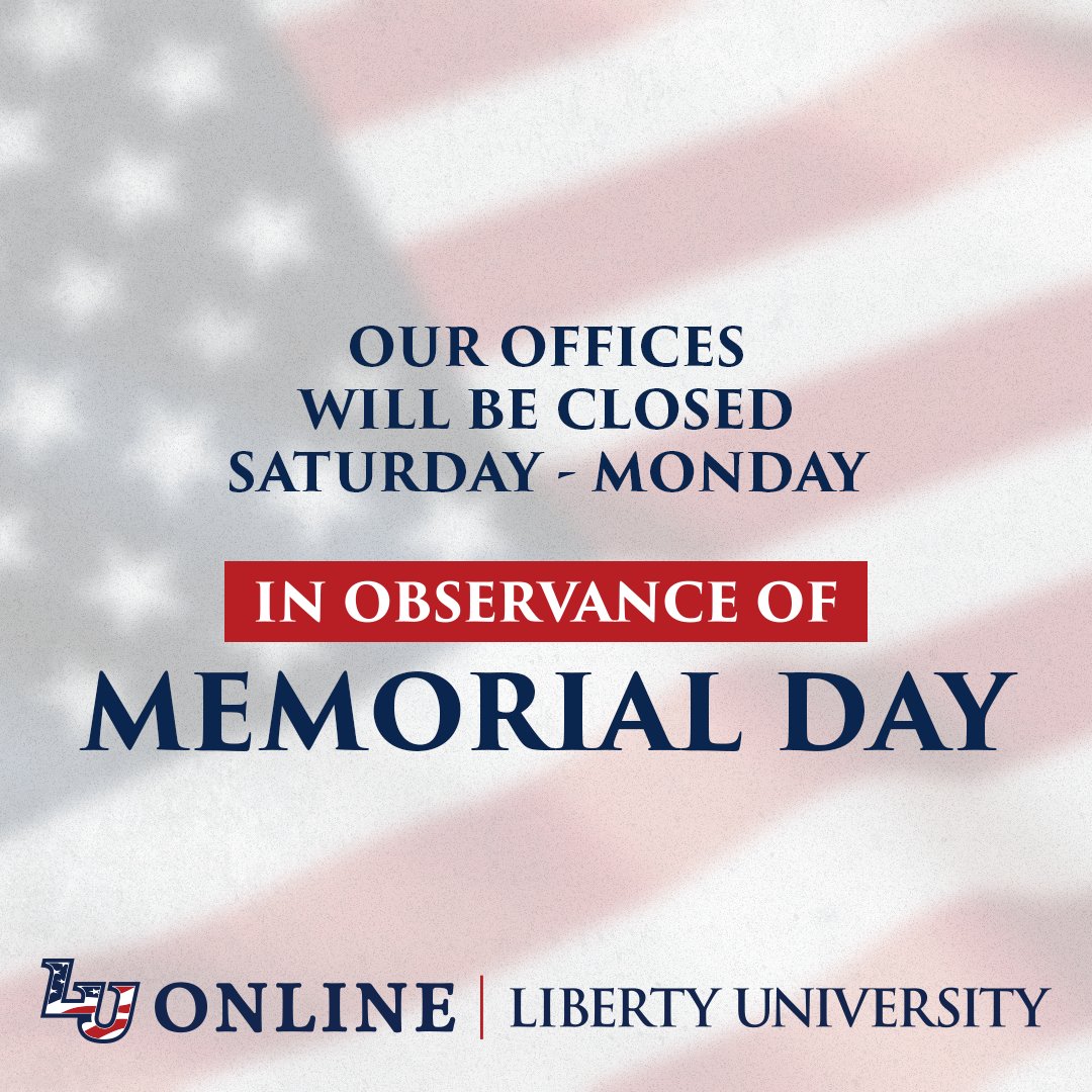 Our offices will be closed Saturday - Monday in observance of Memorial Day. Thank you!