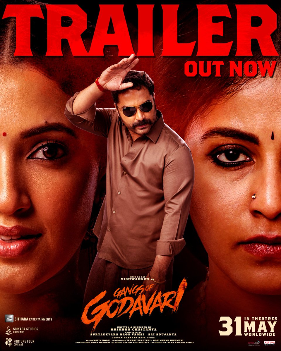 VishwakSenActor's tweet photo. The TIGER Ratnakar is here!! An excruciating glance into a world of our Lankala Ratna ❤️‍🔥🔥

#GangsofGodavari Trailer Out Now ▶️ https://t.co/qg5BVwUuzJ

 #GOG worldwide grand release at theatres near you on MAY 31st! 🌊🔥

#GOGOnMay31st 💥 https://t.co/31tiYsbBg2