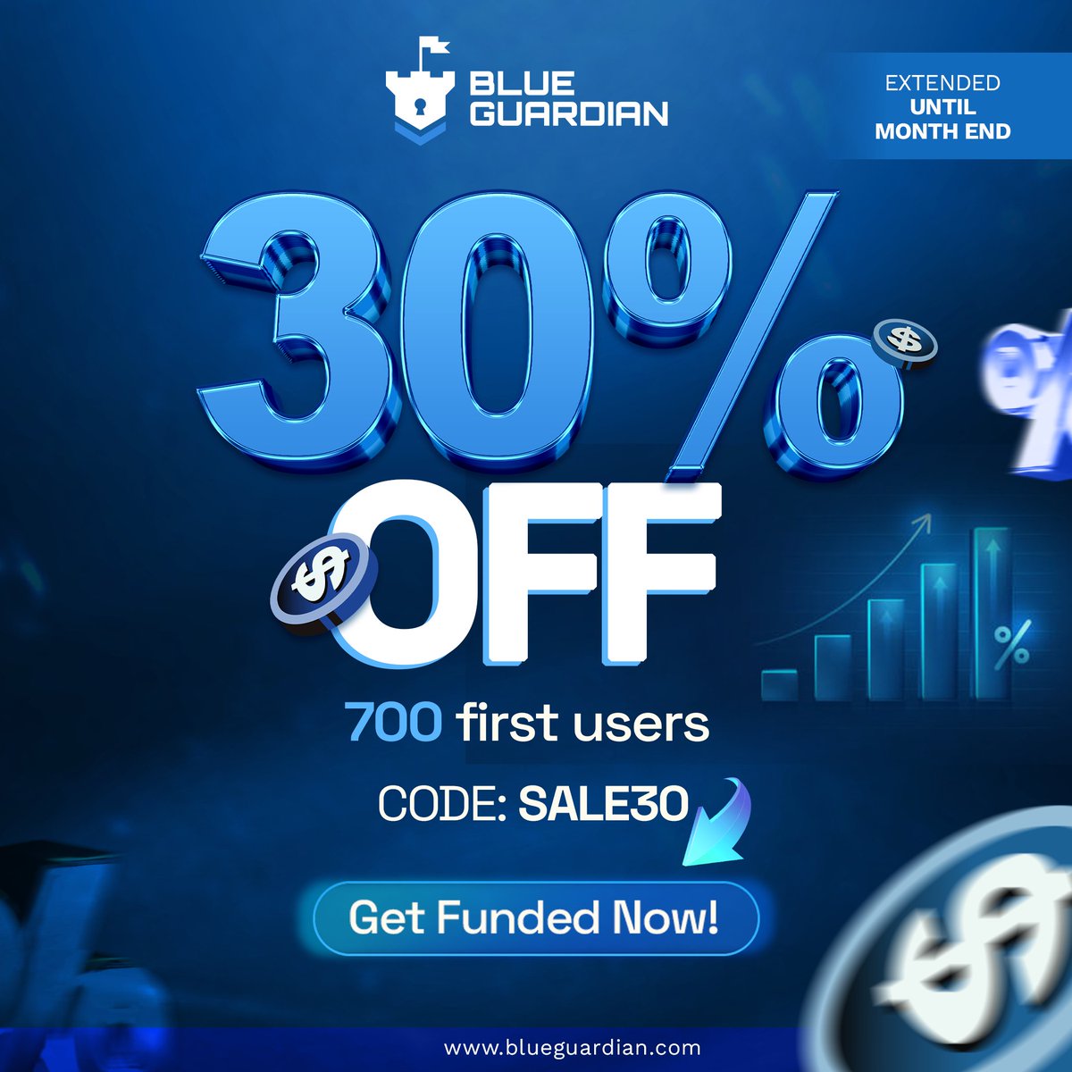 Hunter_Fx1's tweet photo. 30% OFF All Accounts Flash Sale Extended Until End of The Month! 🛡️

Use Code: SALE30

Secure your funding now at ➡️
https://t.co/DAhwl8Ogmi https://t.co/H4sZoGA4lR