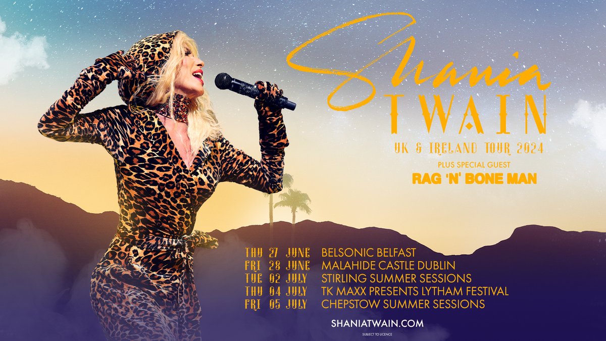 Don't miss the iconic @ShaniaTwain on tour across the UK this summer, joined by triple BRIT-Award winner @RagNBoneMan 🤩 Bag tickets 👉 livenation.uk/6r3L50QzCXR