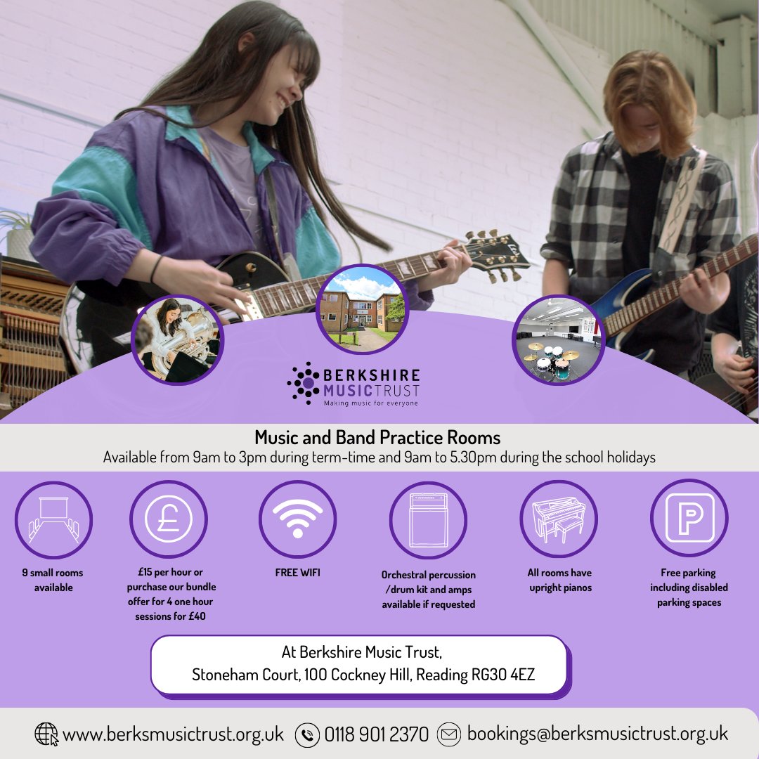 Looking for a venue to practice music or rehearse with your band? Look no further! Our rooms are available for hire at our Reading Music Centre🎶 Email bookings@berksmusictrust.org.uk to find out more