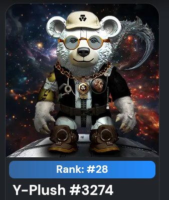Gorath1203's tweet photo. Y-Plu$h rank hunt is still on but ending soon.
Rank 1-10: 500CRO
Ranks 11-30: 400 CRO
Ranks: 31-50: 300 CRO
Ranks 51-70: 200 CRO
Ranks 71-100: 100 CRO

Fomo kicked in today again so I minted 10 more, got lucky with a rank 28 🥳

@YplushNft @DocHunt13 @WaveyDez @ALAVEDENCH https://t.co/W8m7bqebbf