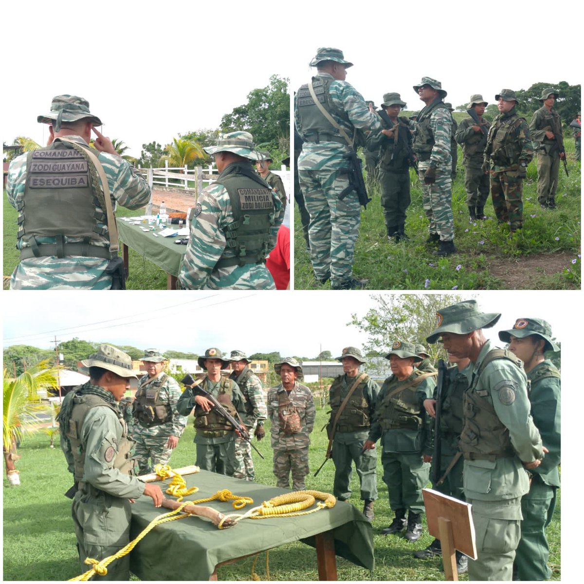 Zonaoperativa64's tweet photo. 📸 || Desde la ZODI Guayana Esequiba se efectuó recorrido en Base Logística de la Milicia, donde se pasó revista a la instrucción militar impartida al personal, comprometidos hoy más que nunca con la protección y defensa de la nación. 
¡Donde el Pueblo Puede la Patria se Crece! https://t.co/xrvuWCSeIc