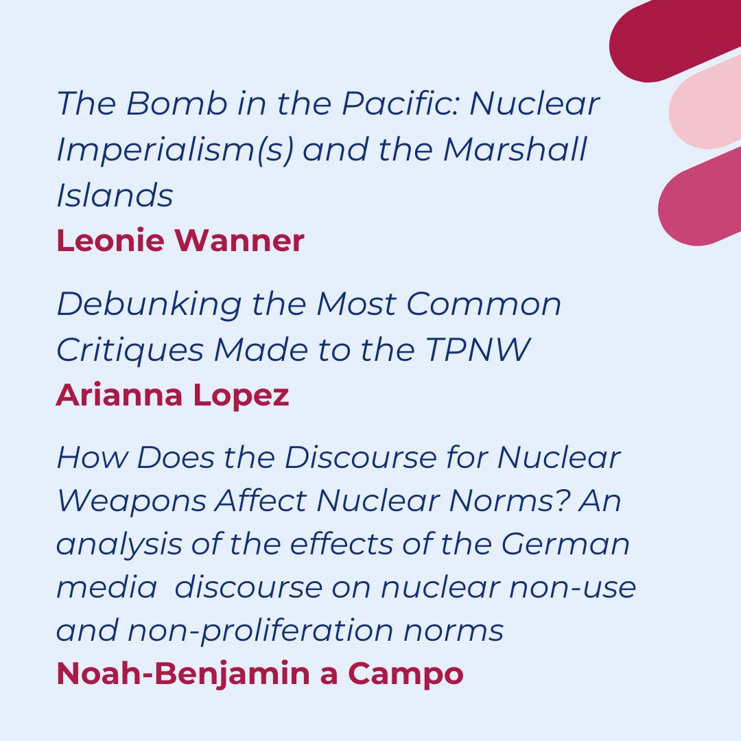 Volume 2 of our research papers is OUT NOW!

Take a dive into insightful new research from 3 young researchers across our movement!

Read the papers: youthfortpnw.net/research-publi…

#Youth4TPNW #NewResearch #NuclearWeapons #TPNW #NonProliferation #NuclearImperialism #NuclearBan