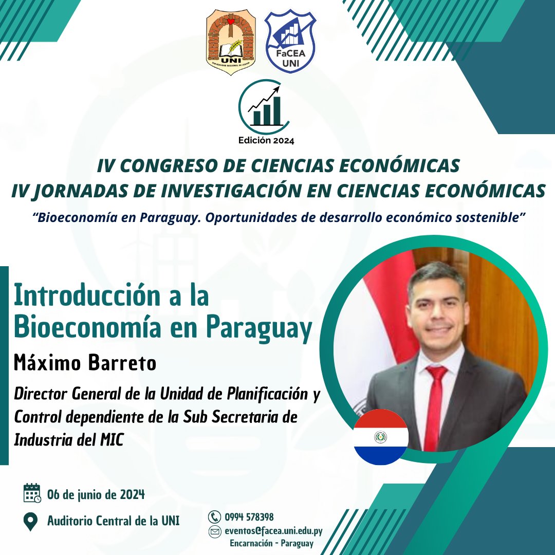 ¡Se viene el IV Congreso de Ciencias Económicas!

🚀 Dirigido a: Investigadores, docentes, egresados y estudiantes universitarios de Paraguay y del extranjero.

¡Asegura tu lugar ahora!
📅 Fecha: 6 y 7 de junio
📝 Inscripciones: forms.gle/rXcGm7jiYyARXh…

¡Te esperamos!