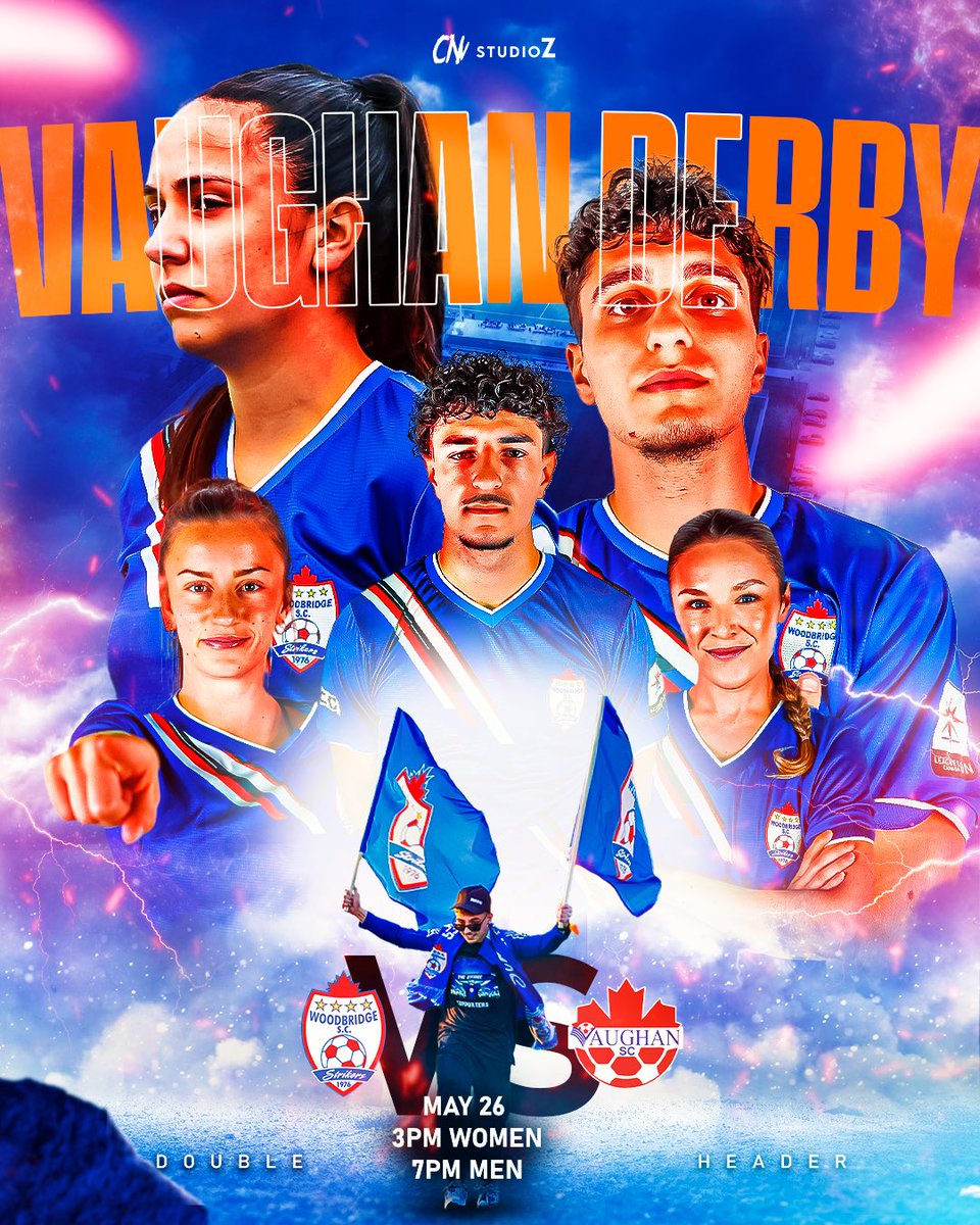 DERBY DAY IS ALMOST HERE ‼️ This SUNDAY MAY 26 we have one of our most exciting matches of the year as the #VAUGHANDERBY rivalry is renewed right here at Vaughan Grove Stadium 🏟️ WOODBRIDGE V VAUGHAN 3PM - Women @woodbridgel1ow 7PM - Men @woodbridgel1om TICKETS ARE $10 AT
